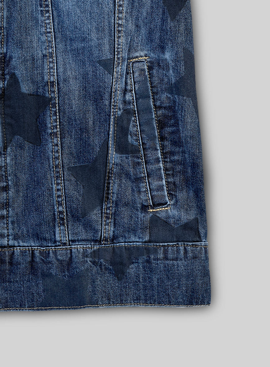 Trucker Blue Star Panel Denim Jacket - Image 7