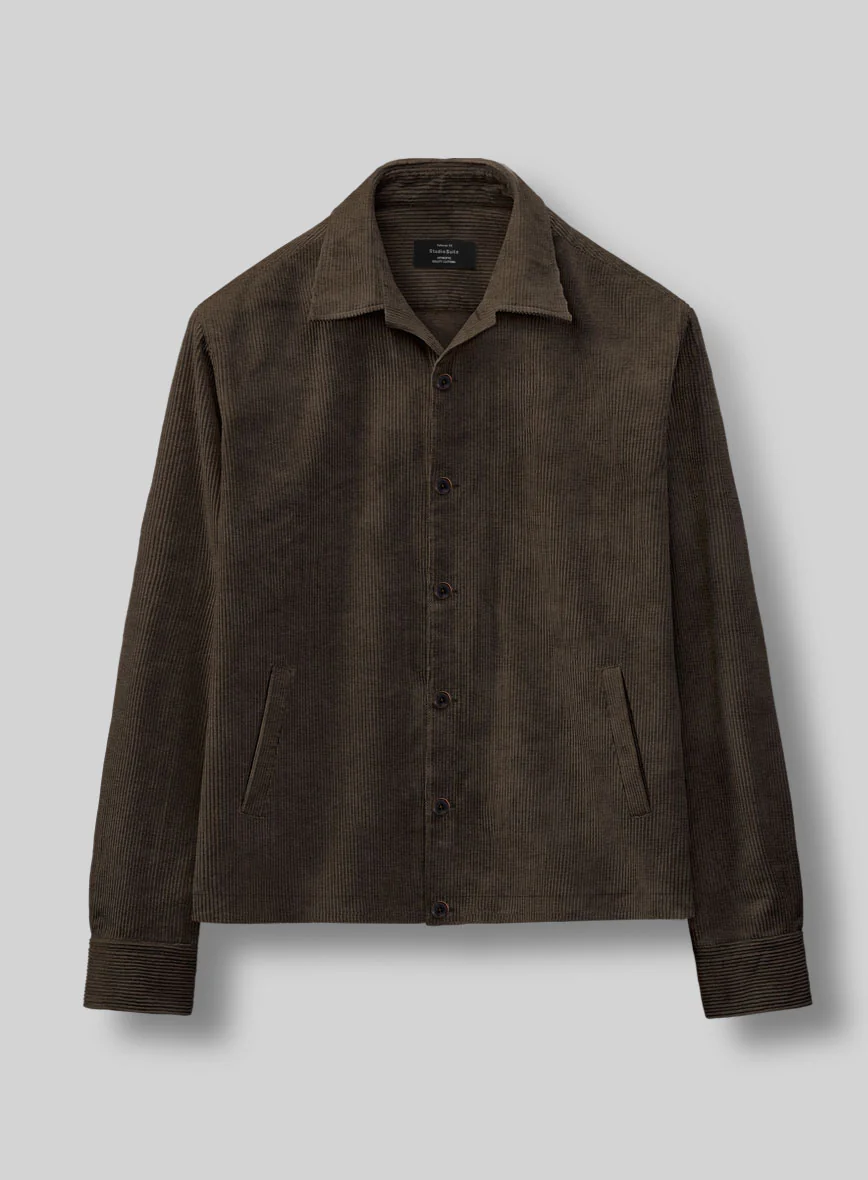 Trucker Dark Brown Corduroy Shirt - Image 2