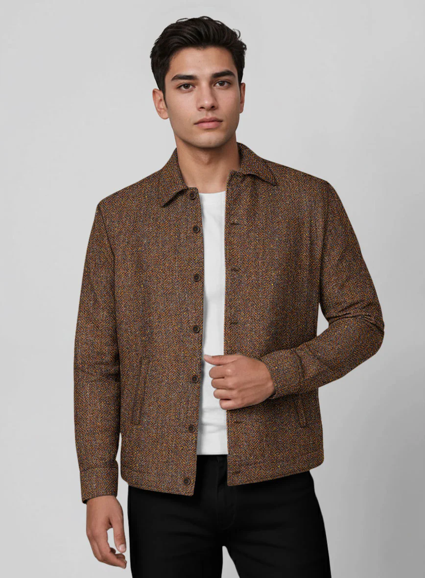 Trucker Haberdasher Autumn Rust Tweed Shirt - Image 2