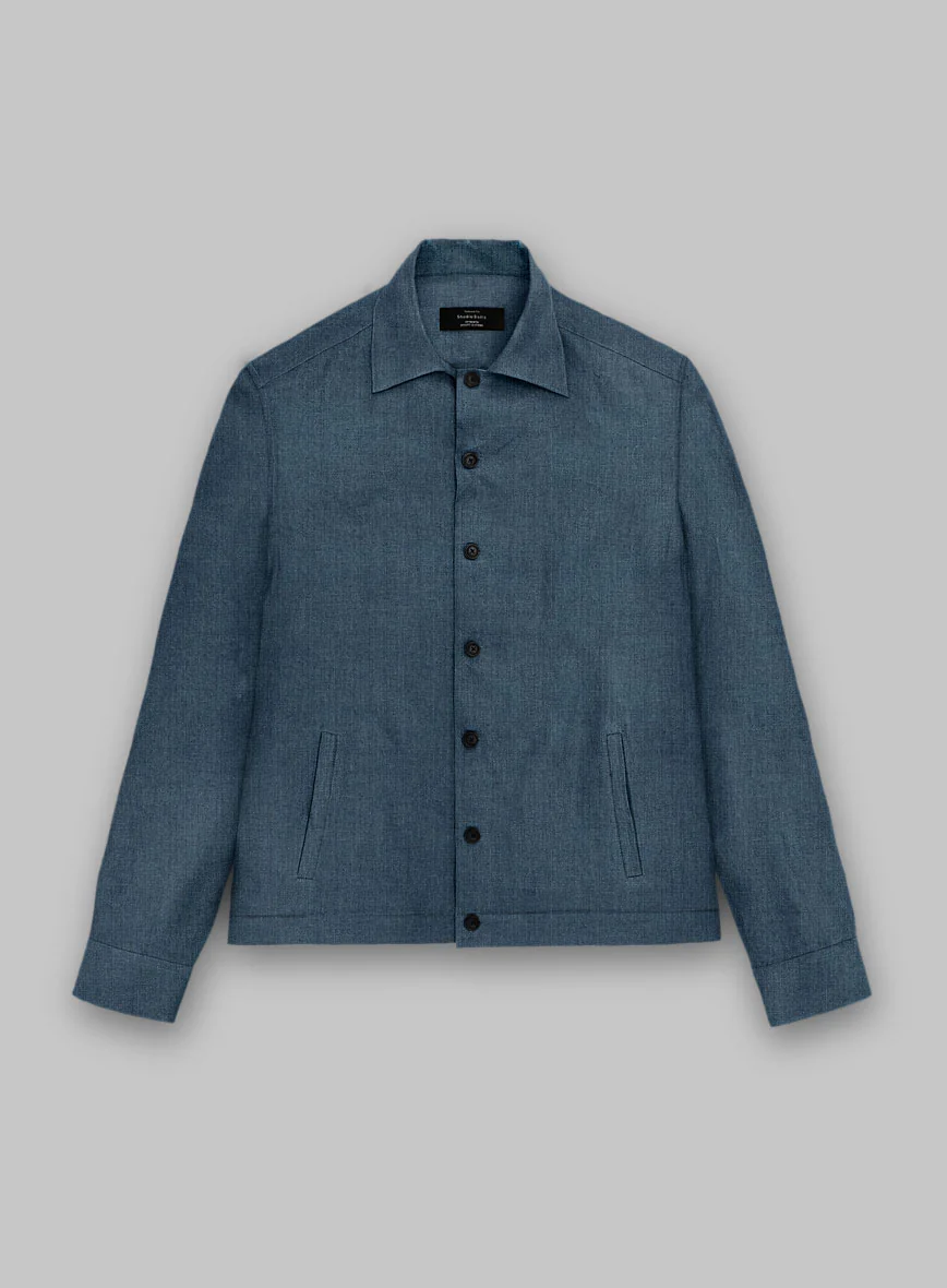 Trucker Indigo Blue Linen Shirt
