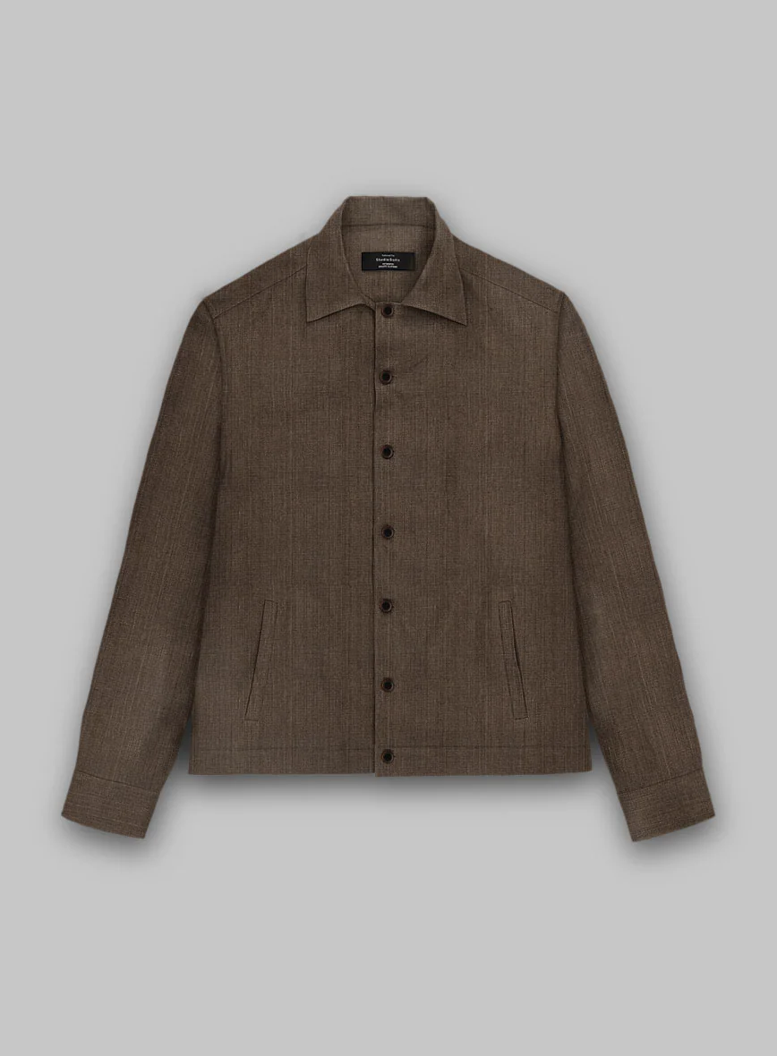 Trucker Italian Brown Linen Shirt