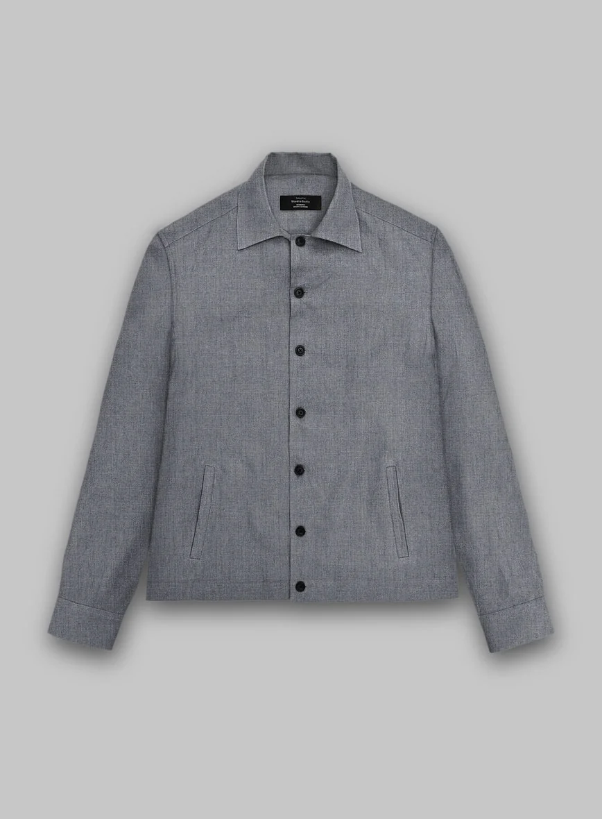 Trucker Italian Khyber Gray Blue Linen Shirt