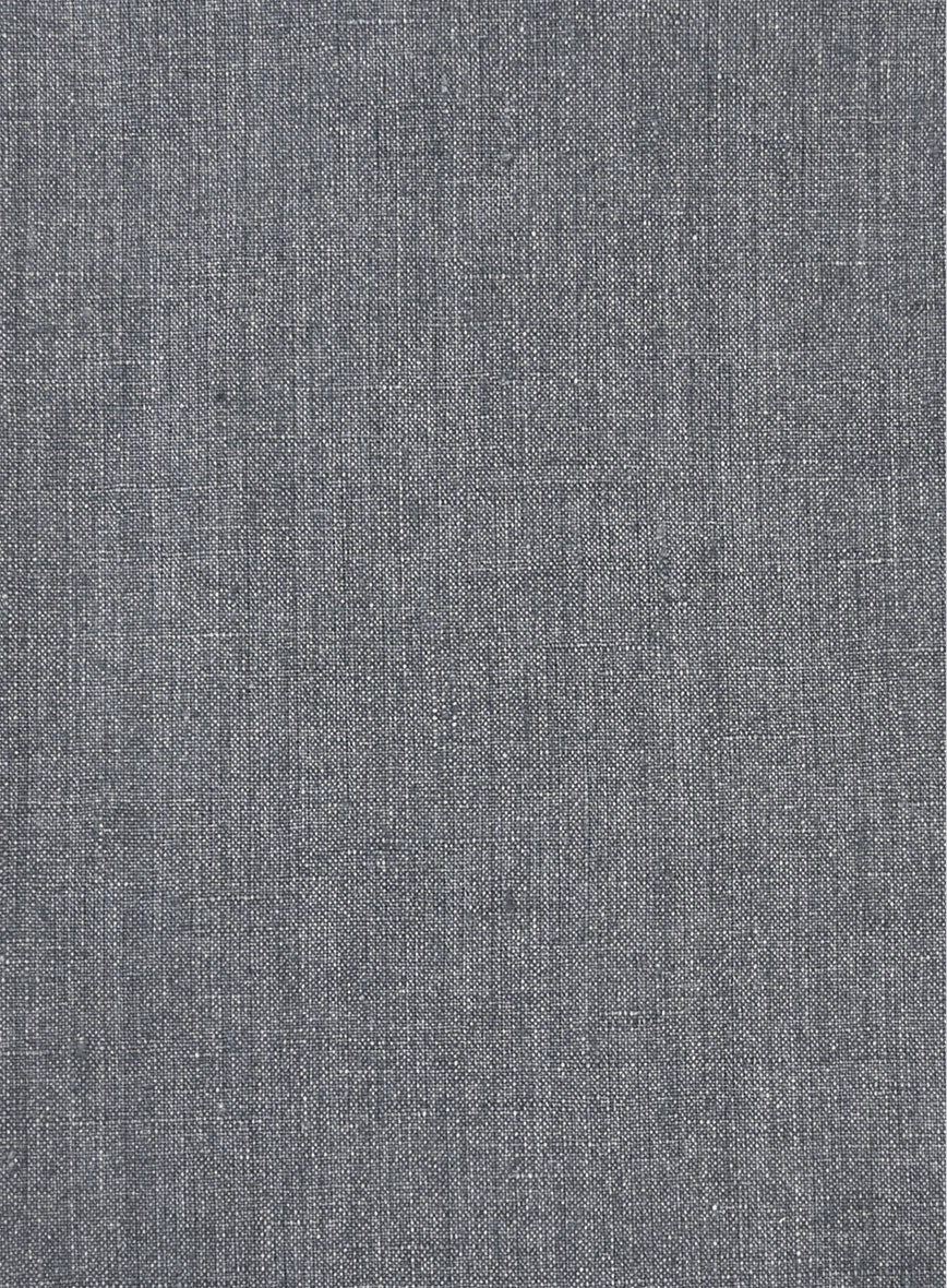 Trucker Italian Khyber Gray Blue Linen Shirt - Image 4