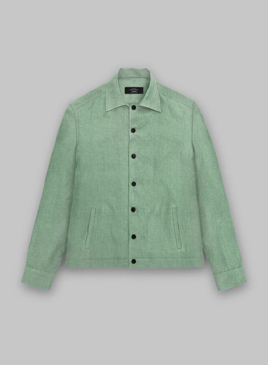 Trucker Italian Linen Mojito Green Shirt