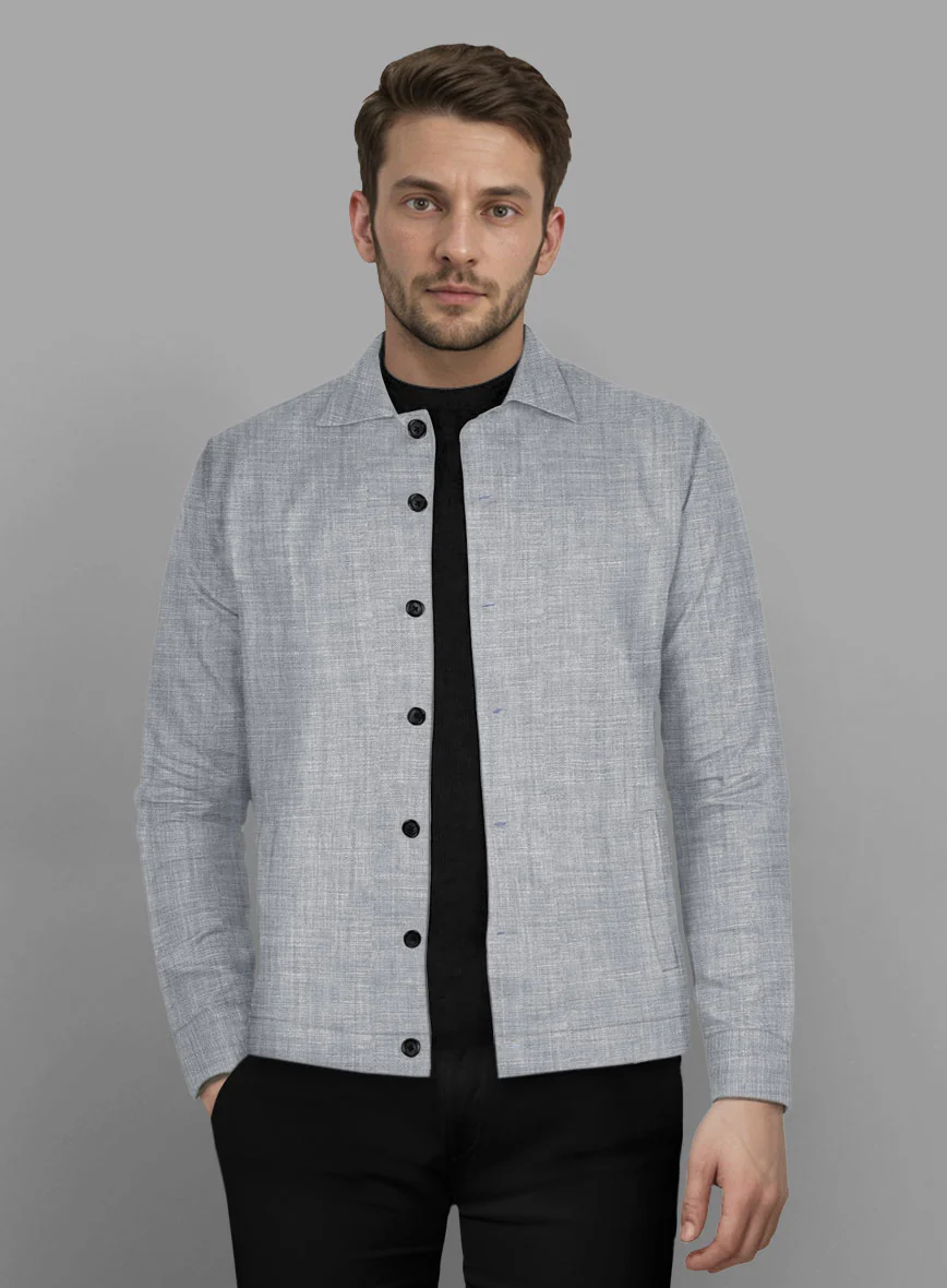 Trucker Italian Zod Light Gray Linen Shirt - Image 2