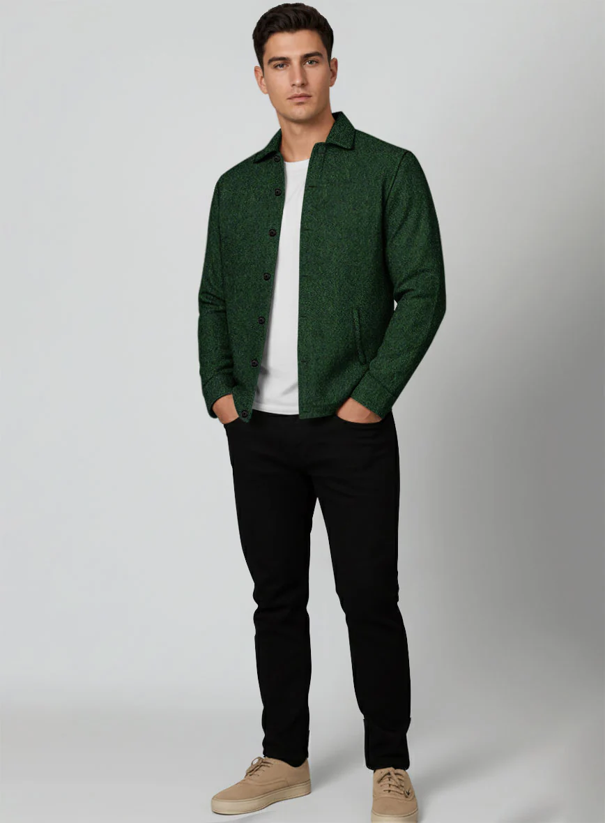 Trucker Naples Emerald Green Tweed Shirt - Image 2