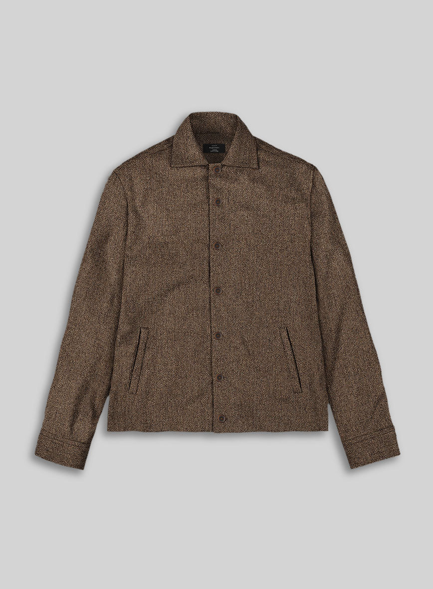 Trucker Rust Herringbone Tweed Shirt