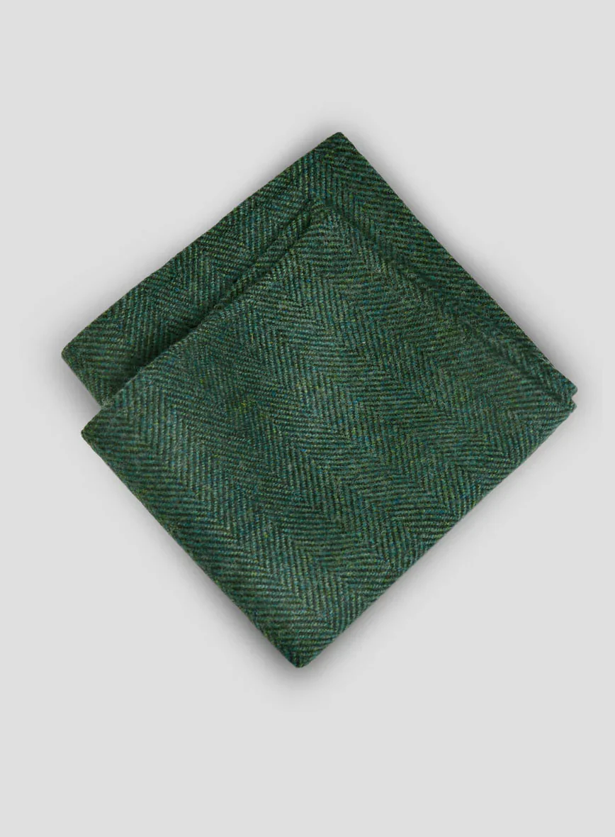 Tweed Pocket Square - Bottle Green Herringbone