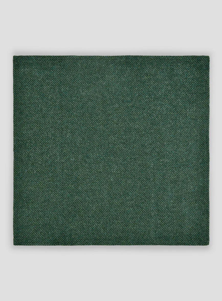 Tweed Pocket Square - Bottle Green Herringbone - Image 2