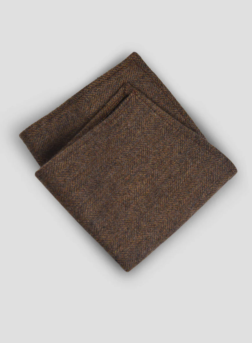 Tweed Pocket Square - Rust Herringbone
