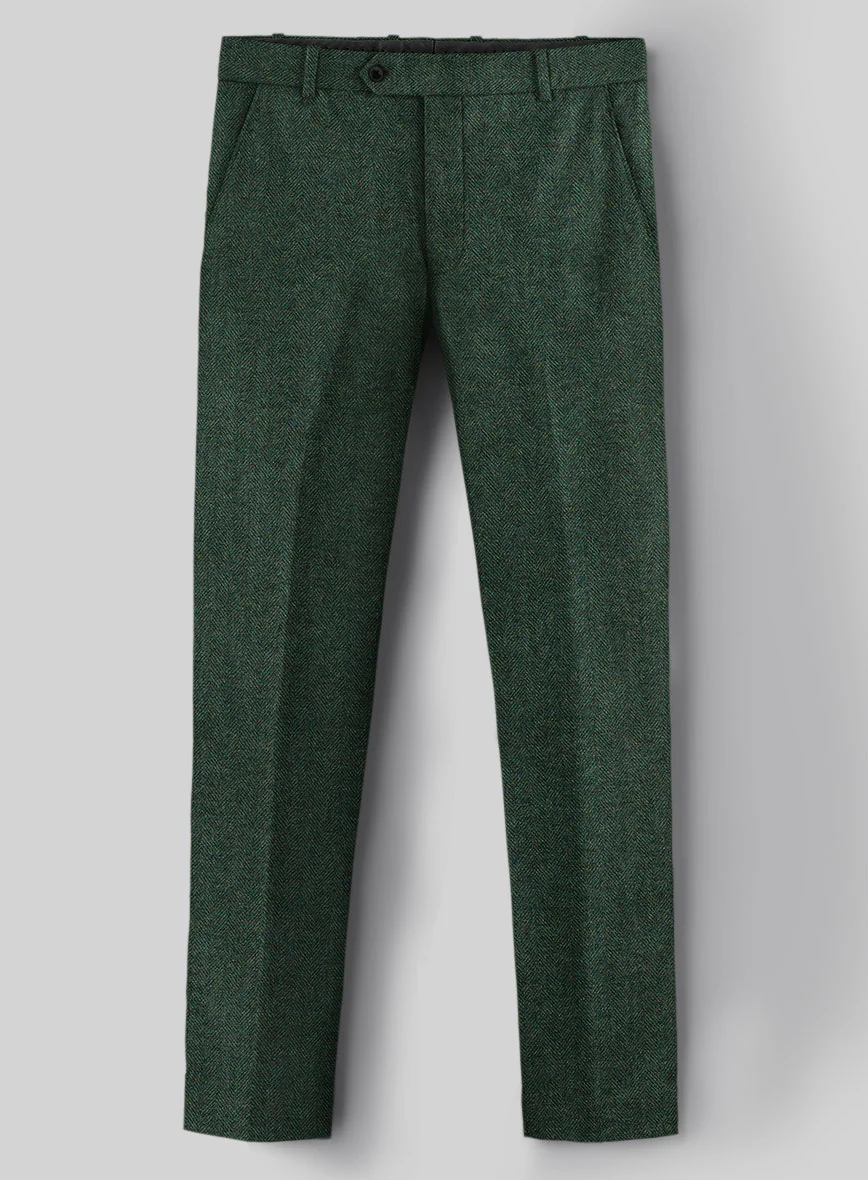 Tweed Suit Big and Tall - Bottle Green Herringbone - Image 5