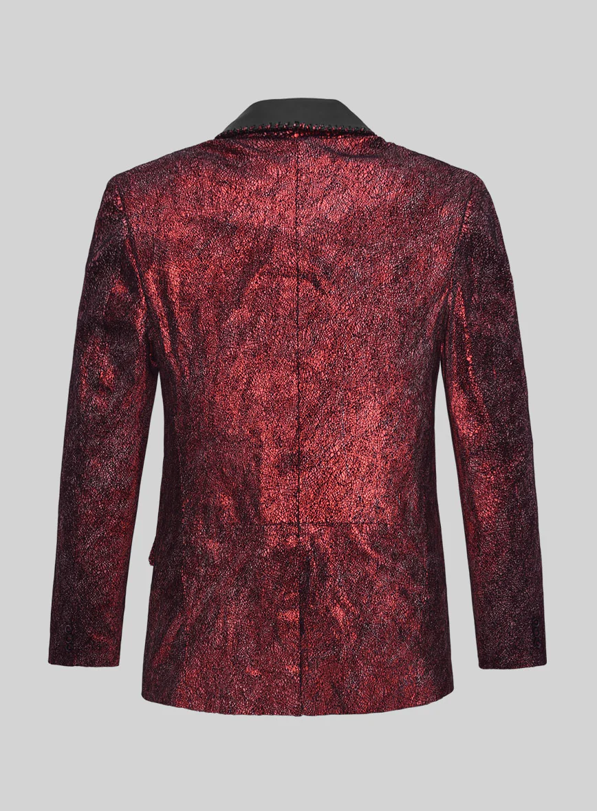 Twilight Red Medieval Tuxedo Leather Blazer - Image 2