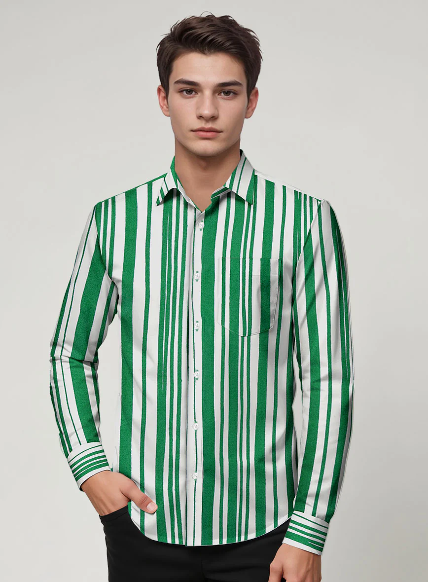 Verdant Streak Cotton Shirt - Image 3