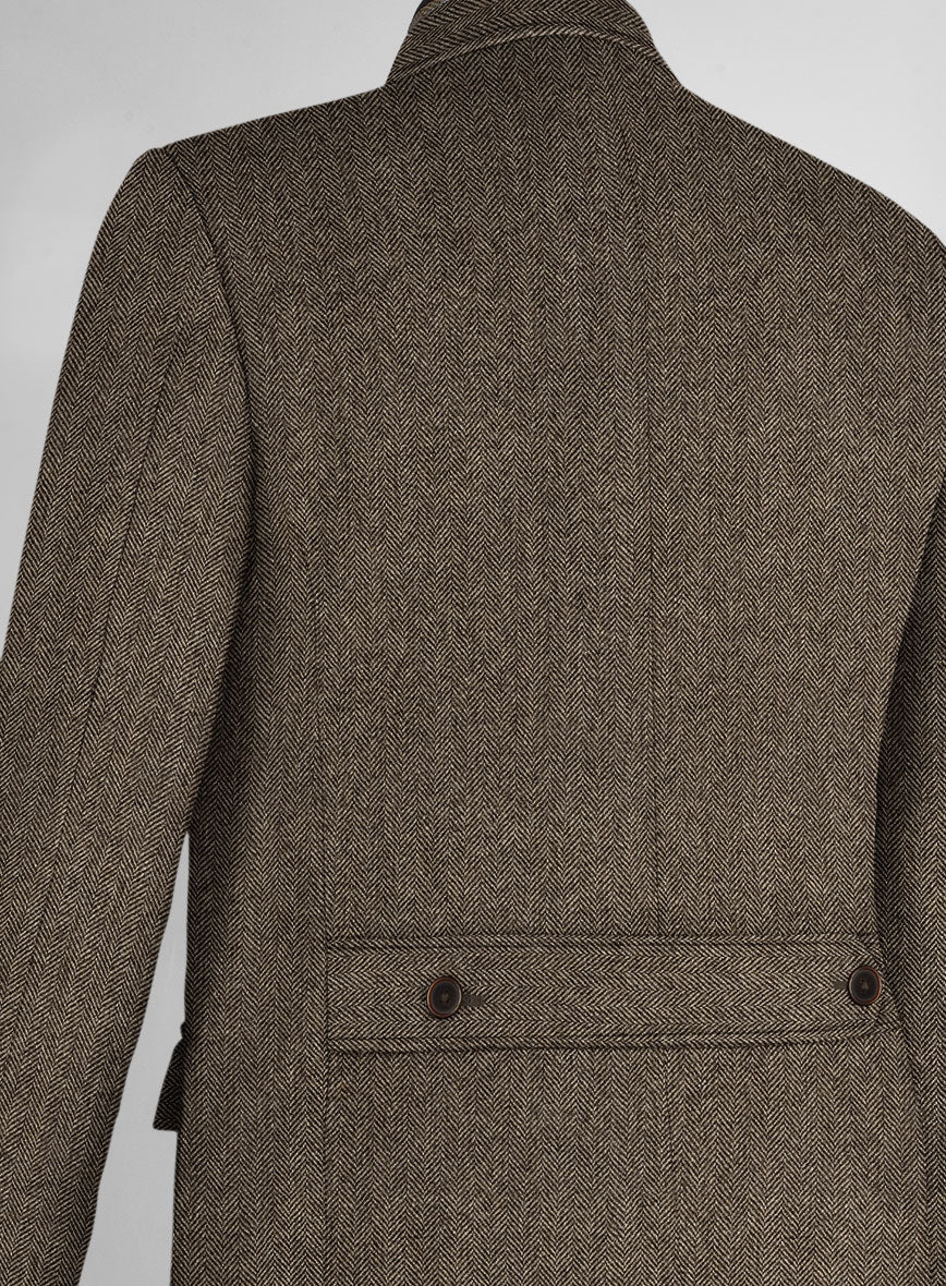 Musto Vintage Herringbone Dark Brown Tweed Overcoat - Image 4