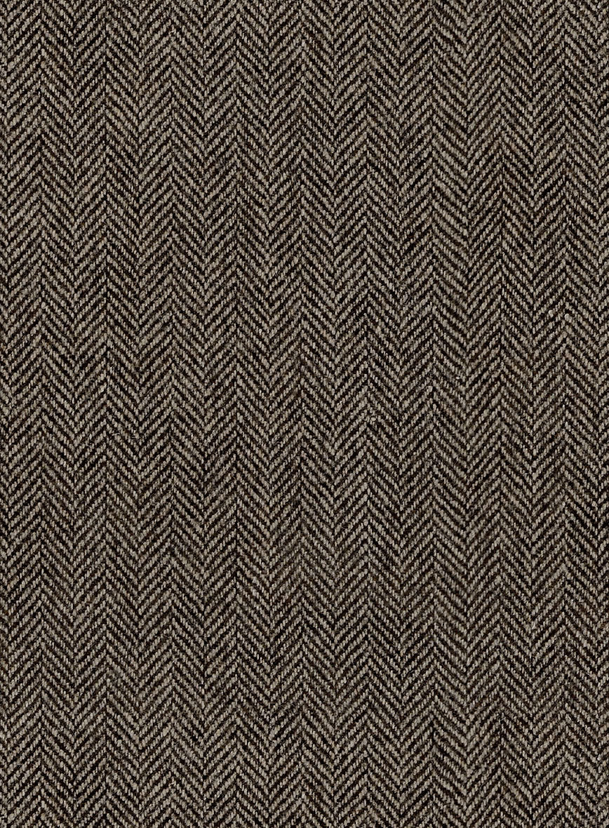 Vintage Dark Brown Herringbone Tweed Jacket - Image 4
