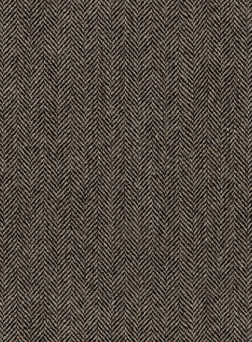 Vintage Dark Brown Herringbone Tweed Double Breasted Suit - Image 4