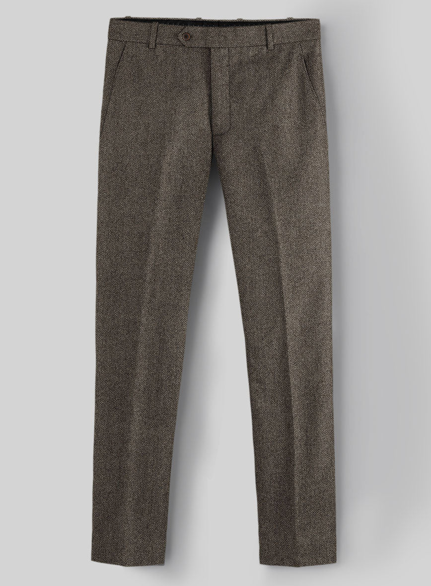Vintage Dark Brown Herringbone Tweed Suit - Image 7