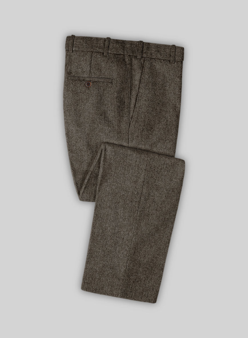 Vintage Dark Brown Herringbone Tweed Suit - Image 8