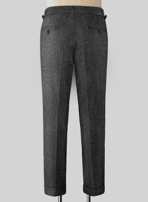 Vintage Dark Gray Weave Highland Tweed Trousers - Image 3