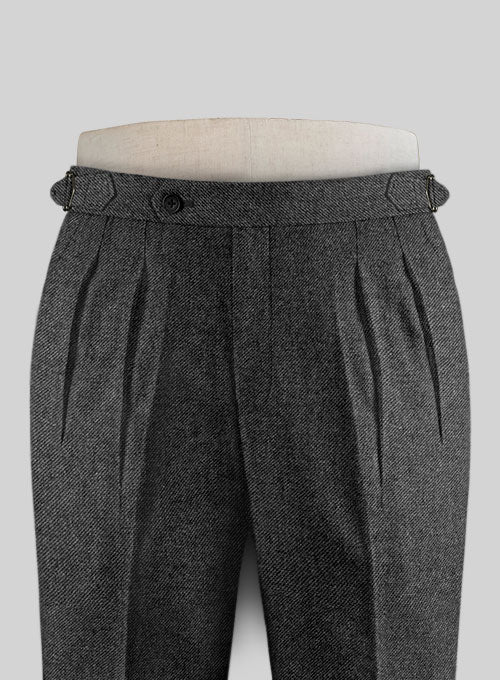 Vintage Dark Gray Weave Highland Tweed Trousers - Image 4