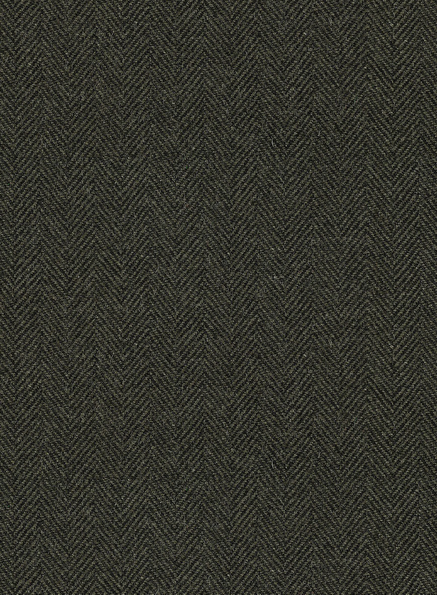 Vintage Flat Green Herringbone Tweed Pea Coat - Image 3