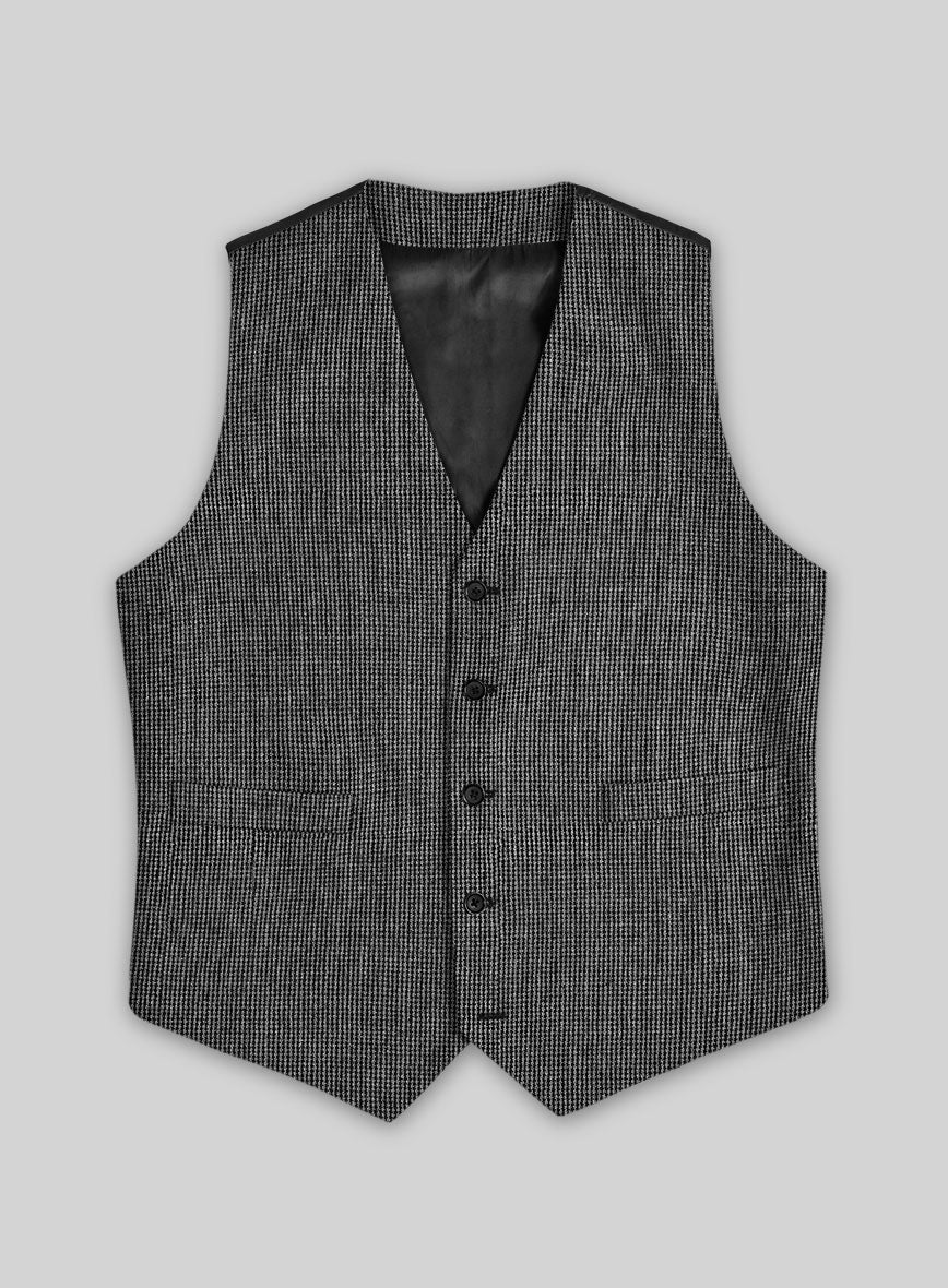 Vintage Gray Macro Weave Tweed Waist Coat