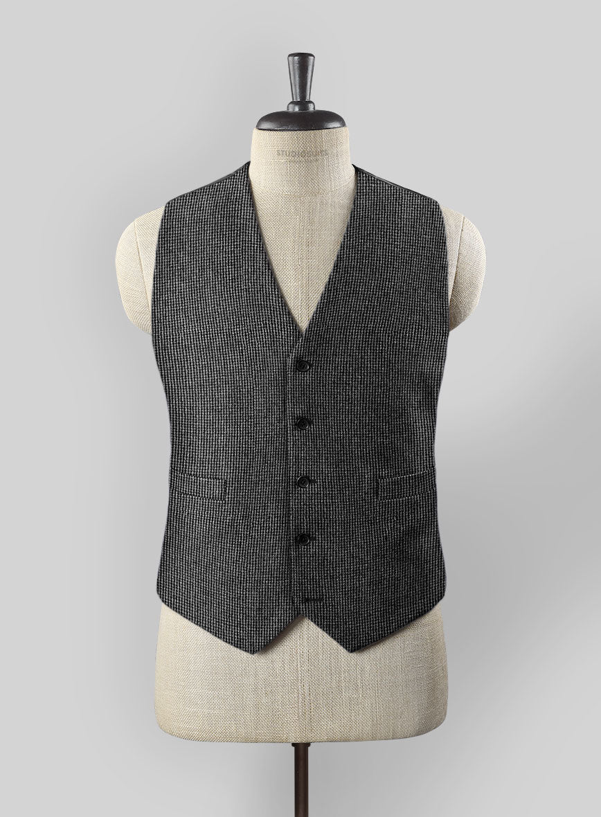 Vintage Gray Macro Weave Tweed Waist Coat - Image 2