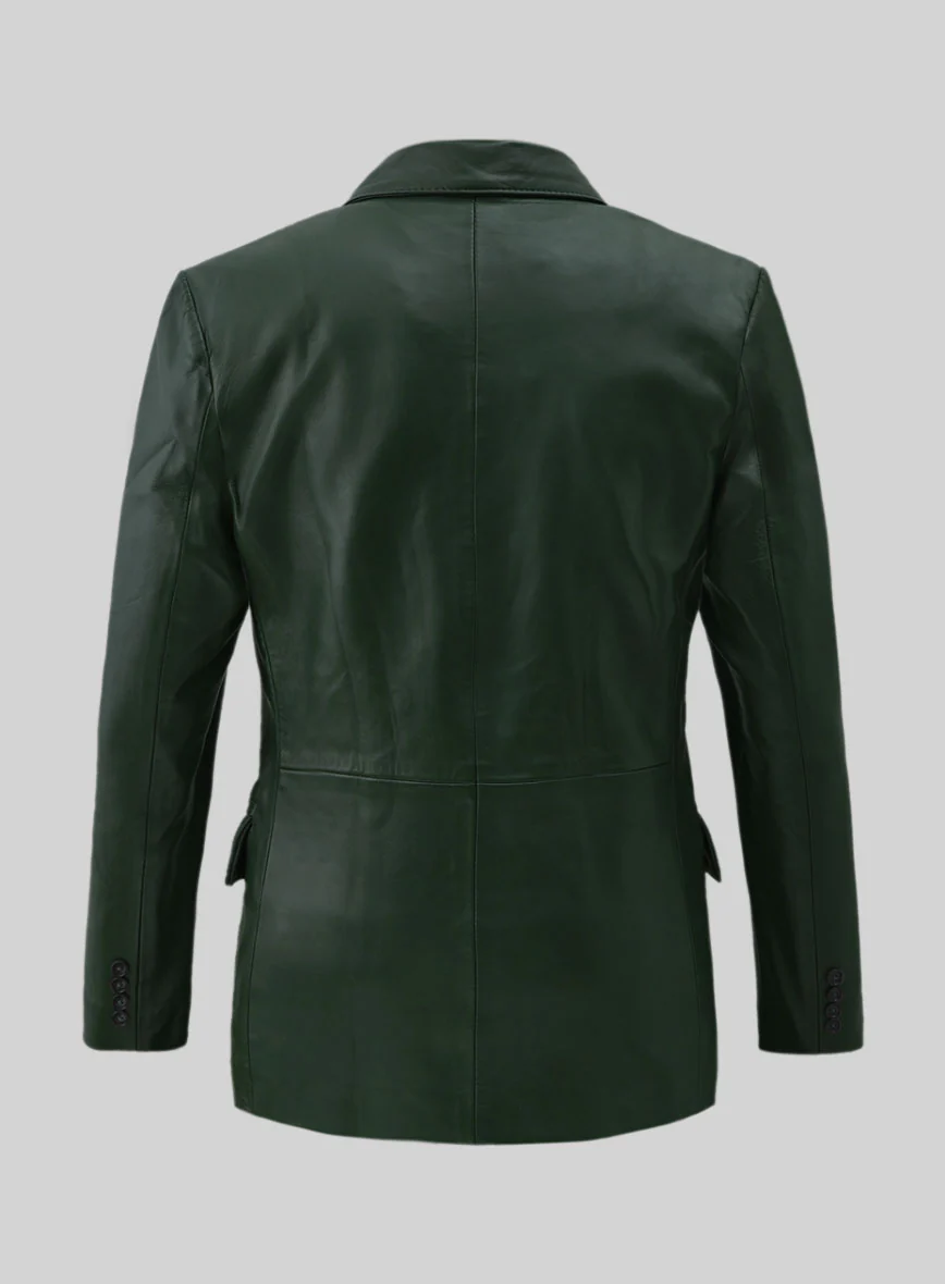 Vintage Green Leather Blazer - Image 4