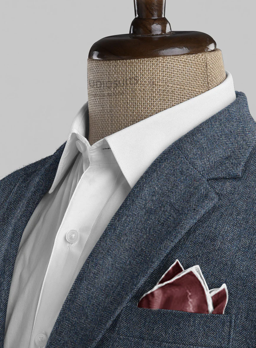 Vintage Herringbone Blue Tweed Jacket - Image 4