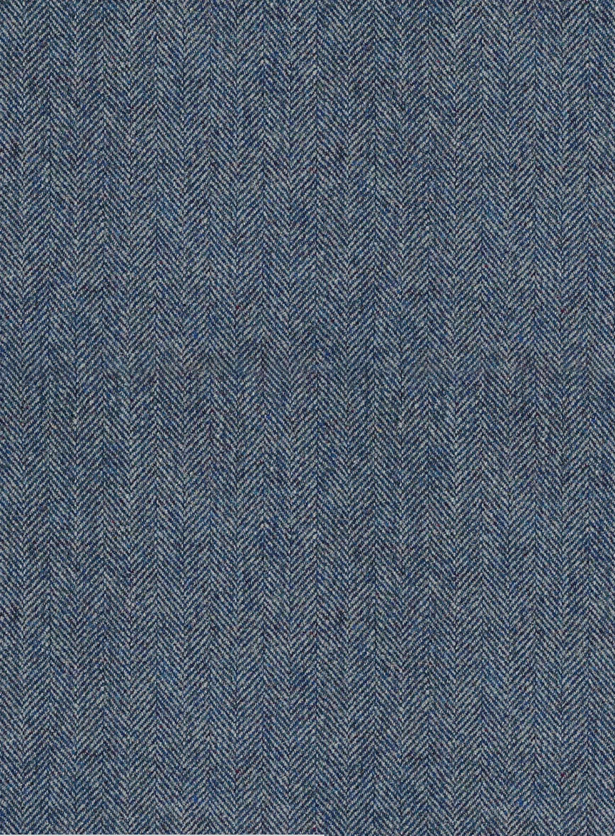 Vintage Herringbone Blue Tweed Jacket - Image 5