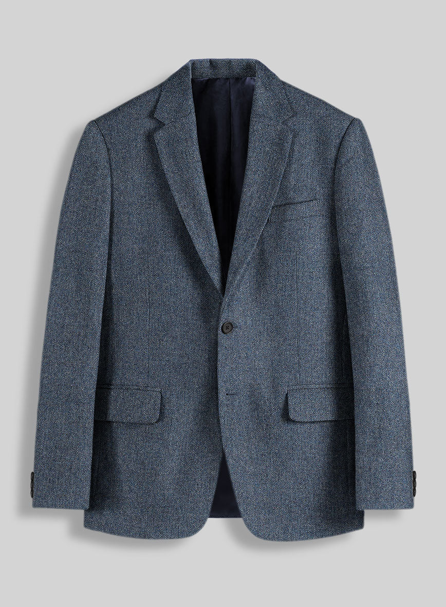 Vintage Herringbone Blue Tweed Suit - Image 3