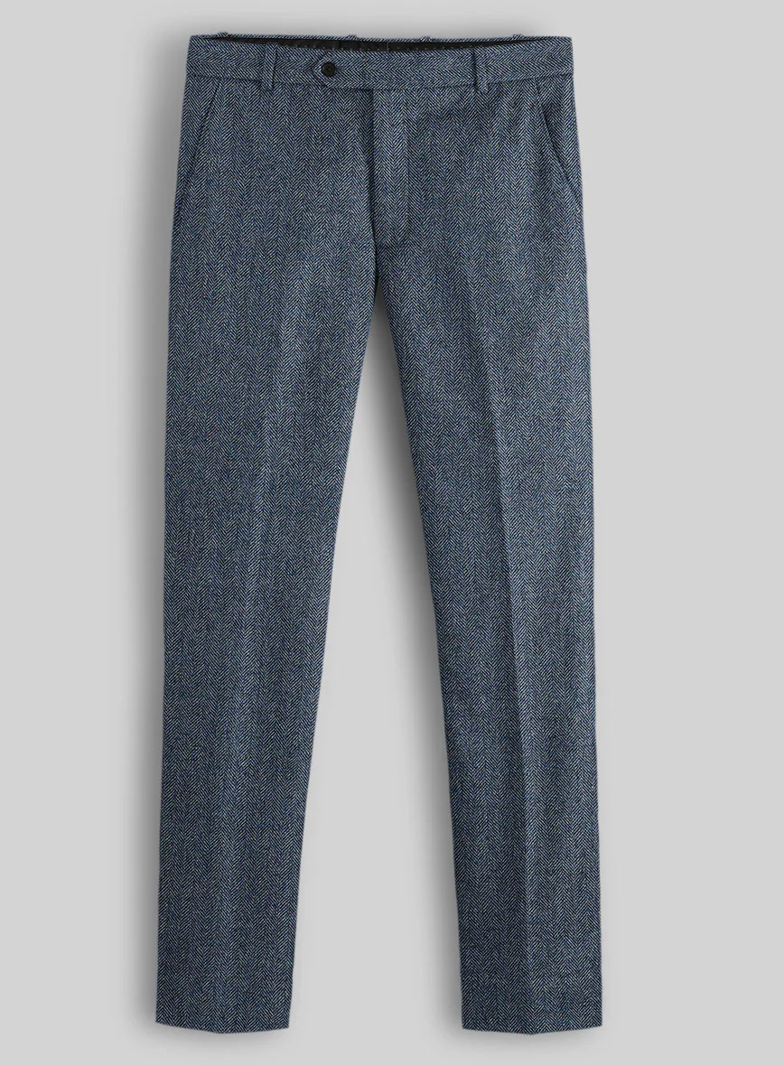 Vintage Herringbone Blue Tweed Suit - Image 7