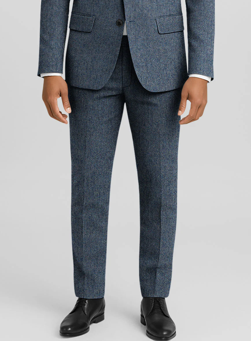 Vintage Herringbone Blue Tweed Suit - Image 8