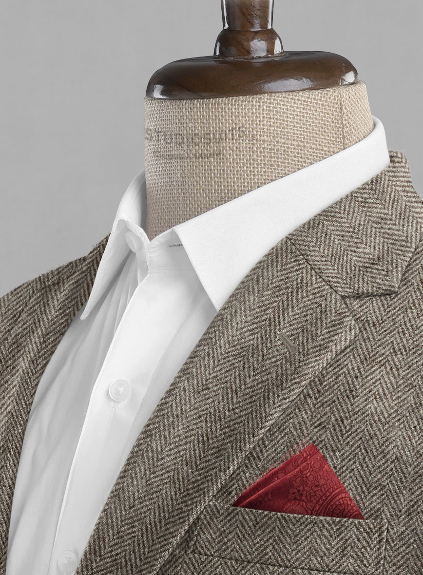 Vintage Herringbone Brown Tweed Jacket - Image 2