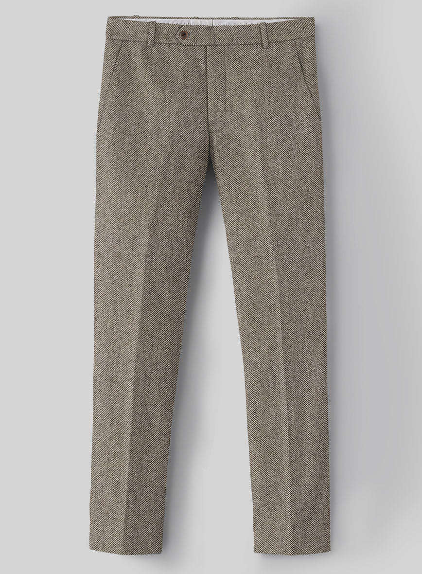 Vintage Herringbone Brown Tweed Pants
