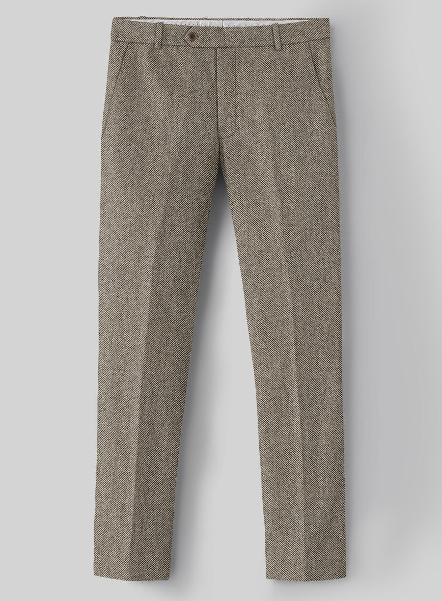Vintage Herringbone Brown Tweed Double Breasted Suit - Image 3