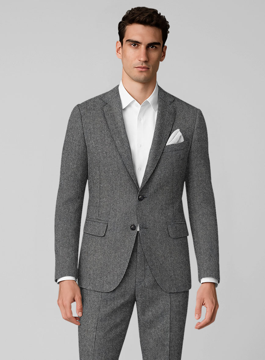 Vintage Herringbone Gray Tweed Suit - Image 4