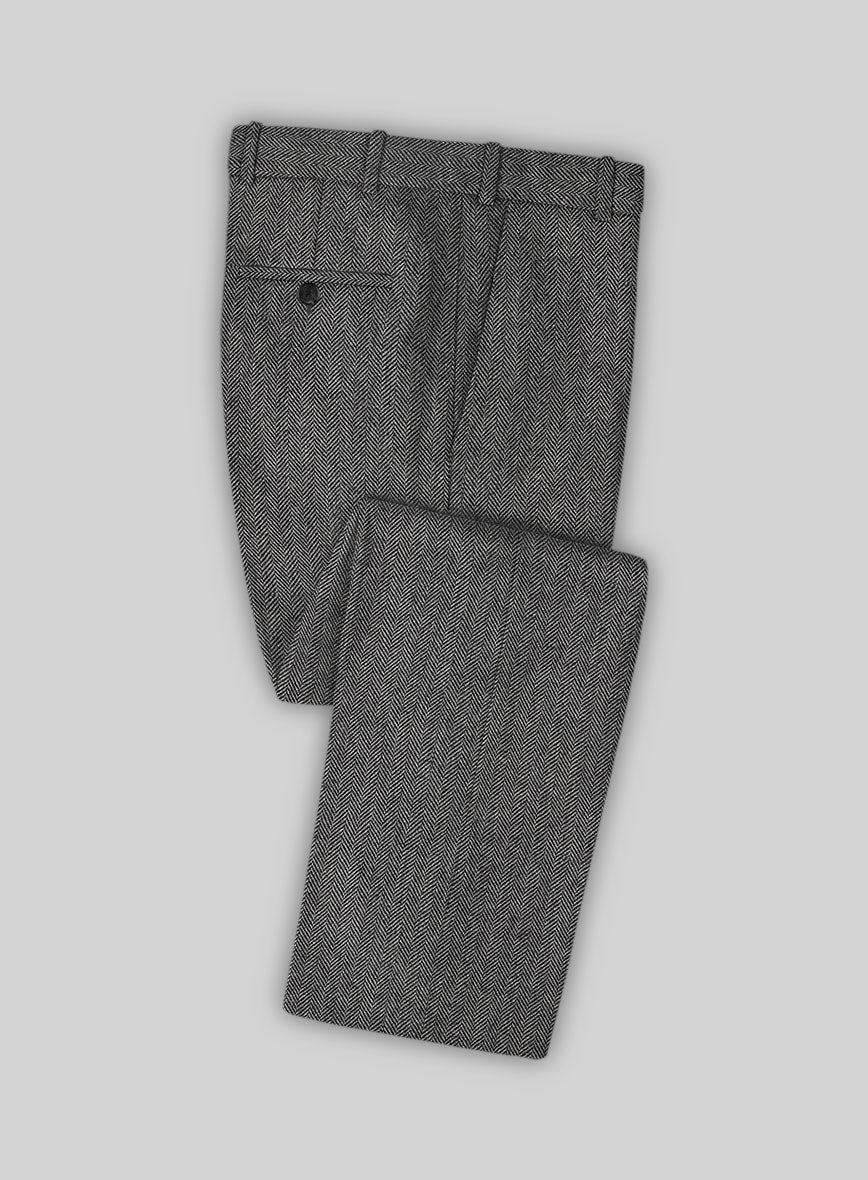Vintage Herringbone Gray Tweed Suit - Image 9