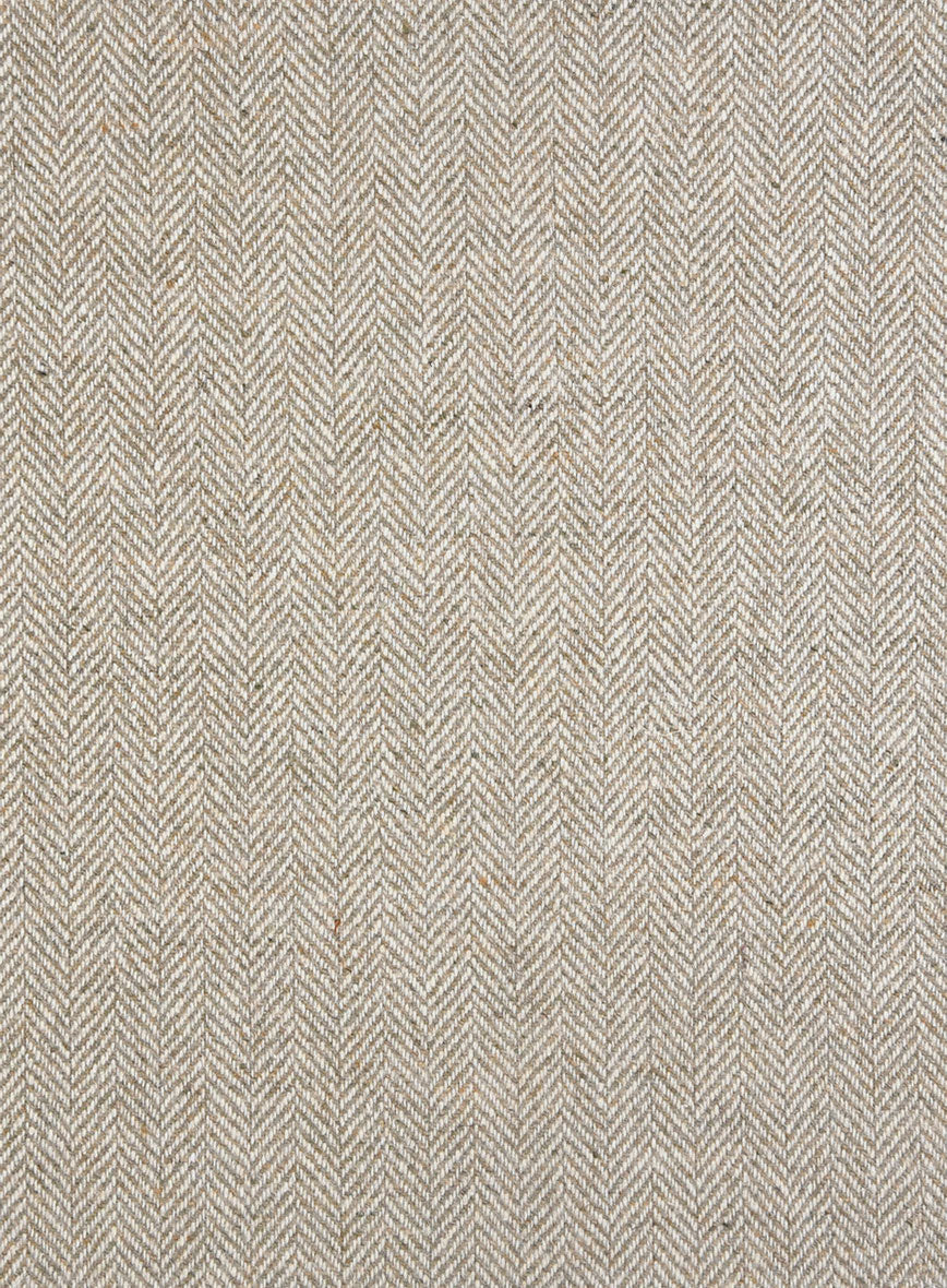 Vintage Herringbone Light Beige Tweed Overcoat - Image 4