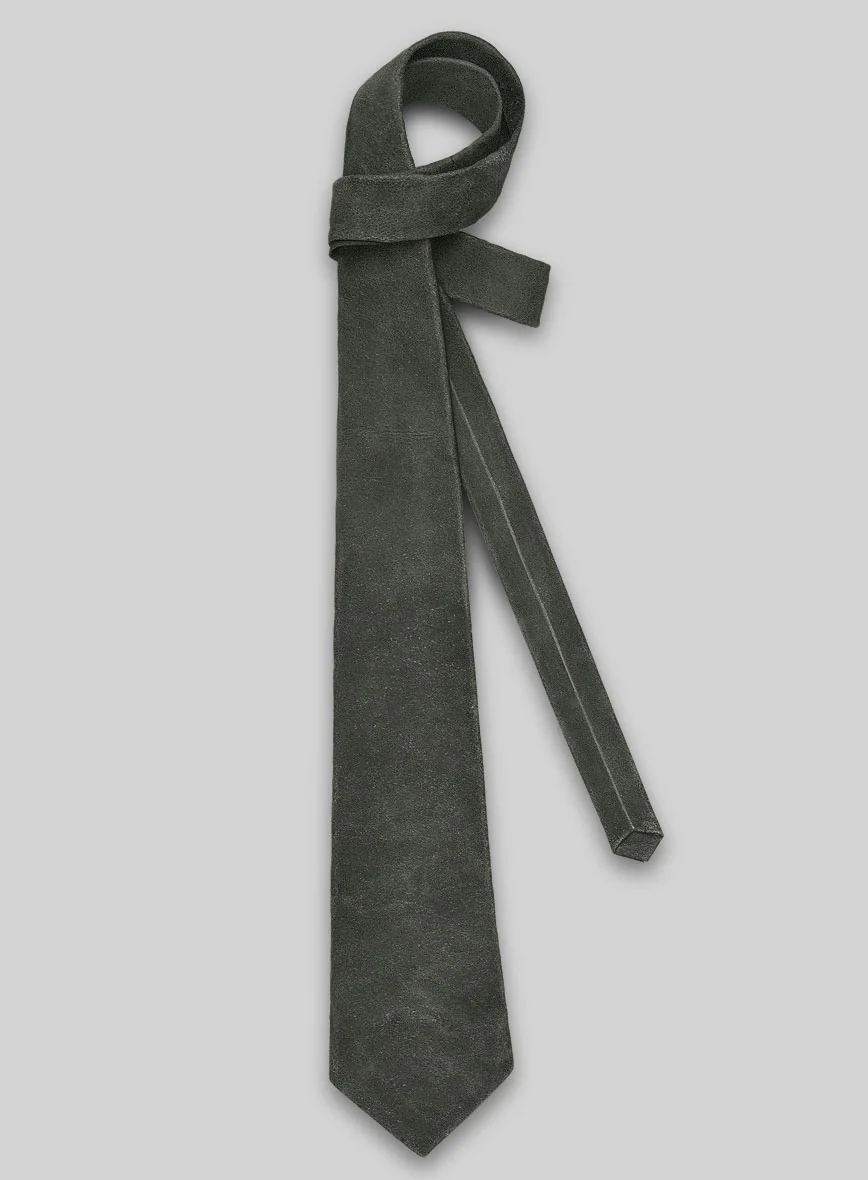 Vintage Italian Olive Leather Tie - Image 2