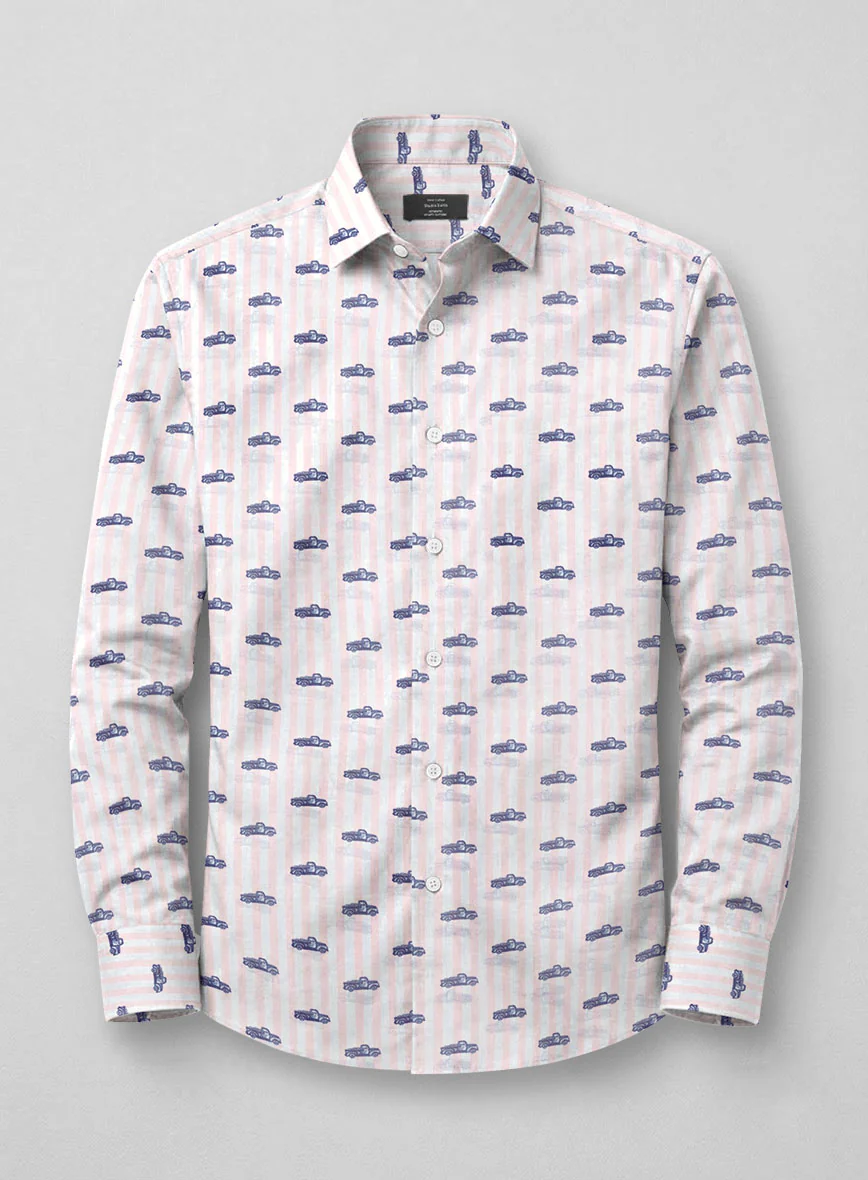 Vintage Motif Feather Cotton Shirt - Image 3
