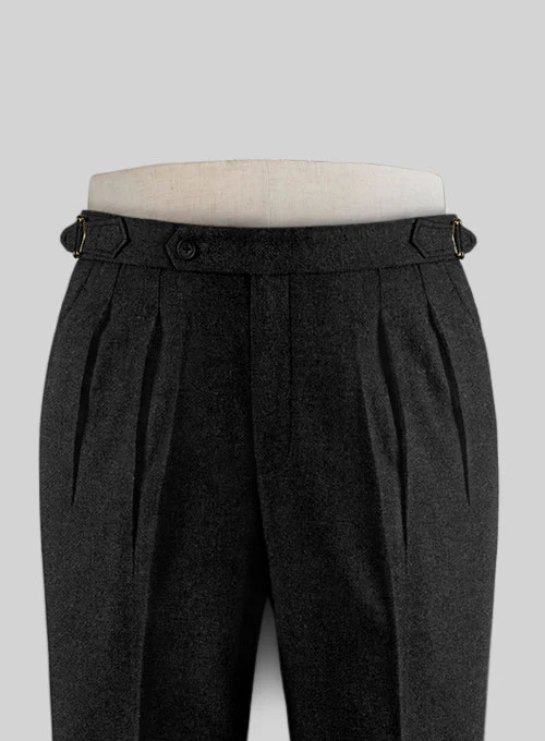 Vintage Plain Black Highland Tweed Trousers - Image 5