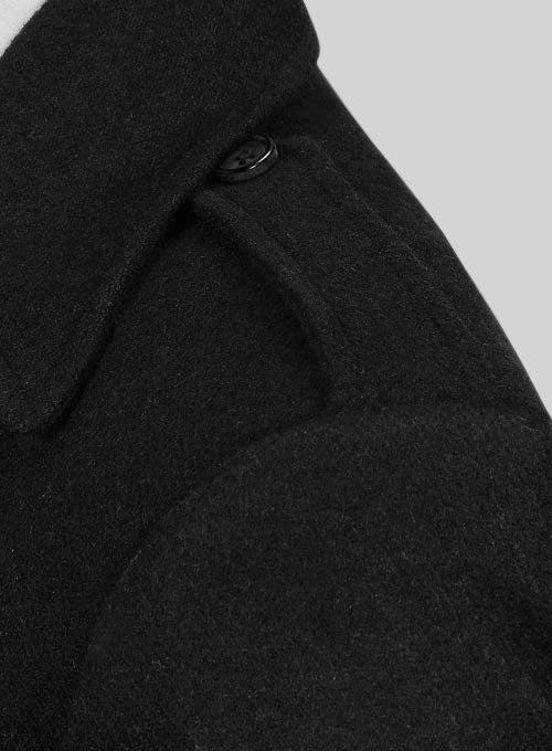 Vintage Plain Black Tweed GQ Overcoat - Image 3