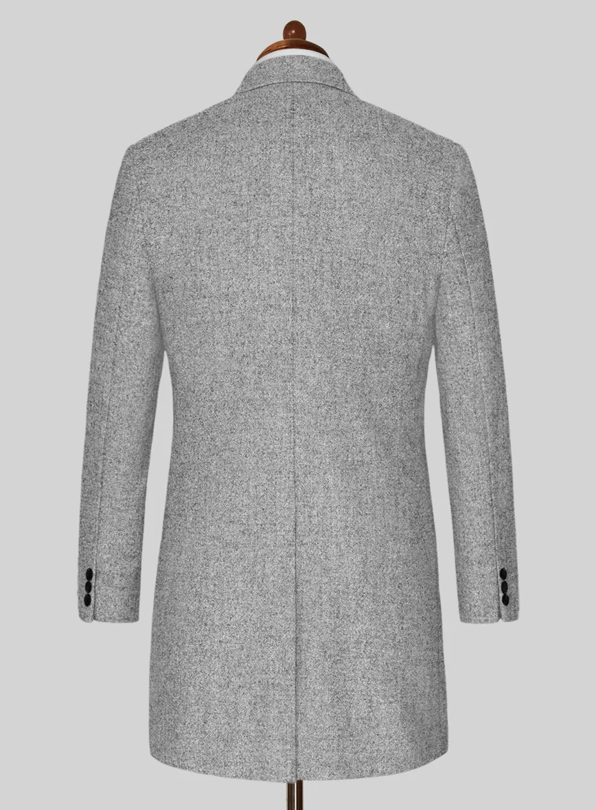 Vintage Plain Gray Tweed Overcoat - Image 4