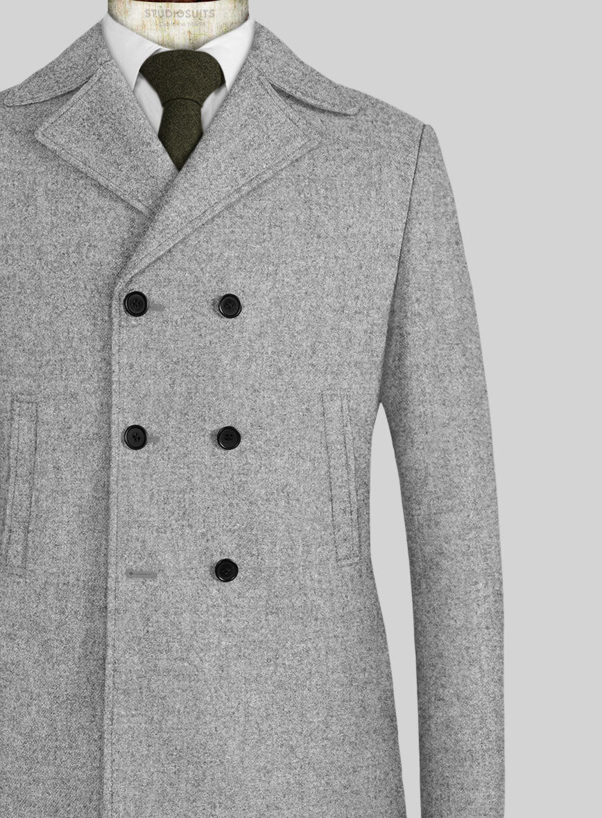 Vintage Plain Gray Tweed Pea Coat - Image 3