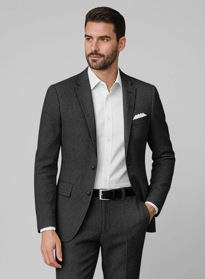 Vintage Rope Weave Charcoal Tweed Jacket - Image 3