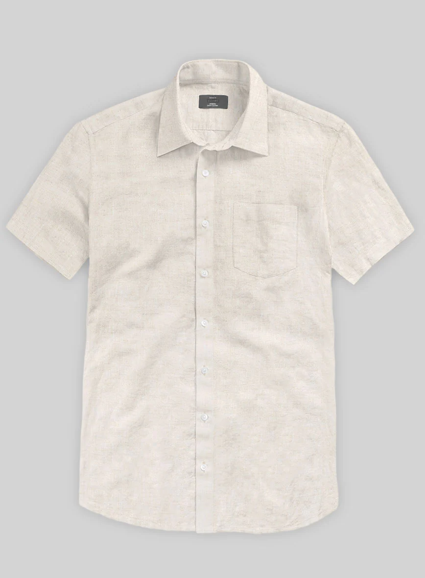 Washed Light Beige Linen Shirt