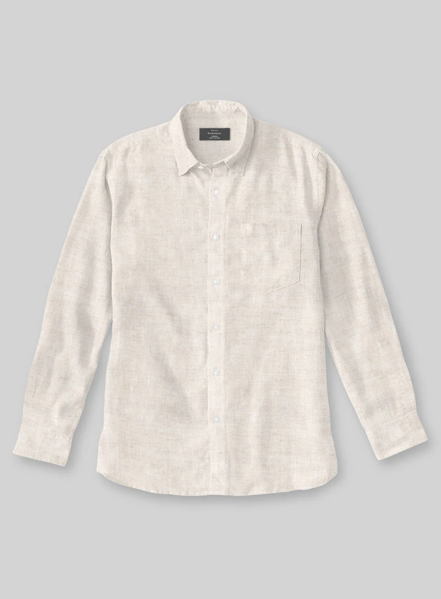 Washed Light Beige Linen Shirt
