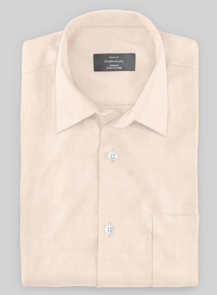 Washed Pale Pink Cotton Linen Shirt - Image 2