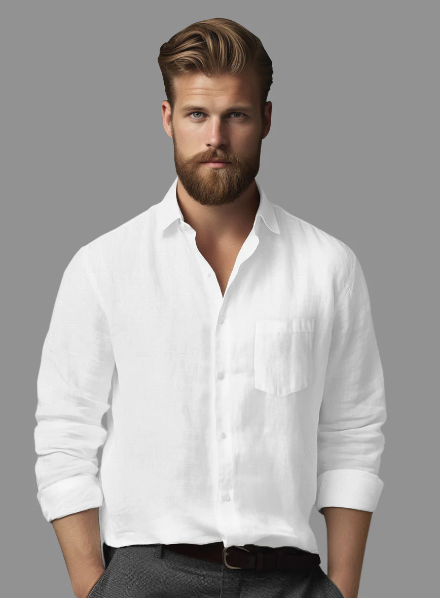 Washed White Linen Shirt - Image 3